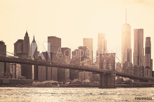 Bild på Manhattan at sunset sepia toning applied New York City USA